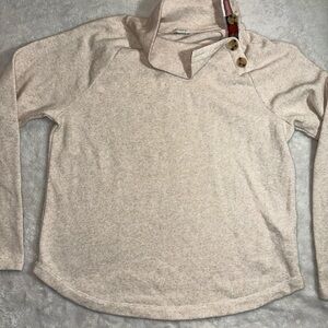 J. Crew Cotton Blend Sweater With Plaid Print Lined Collar Size Medium